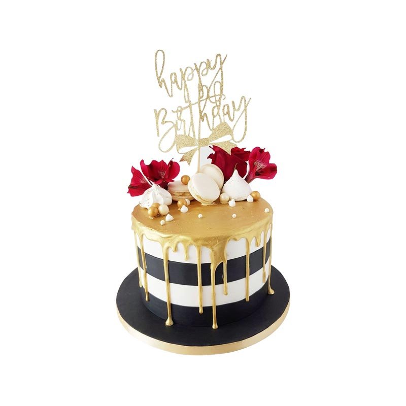 Gold Dripping Flower Cake Gold Dripping Flower Cake