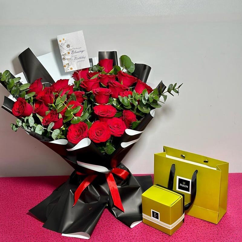 Red-Rose-Flowers-And-Patchi-Chocolate Red-Rose-Flowers-And-Patchi-Chocolate