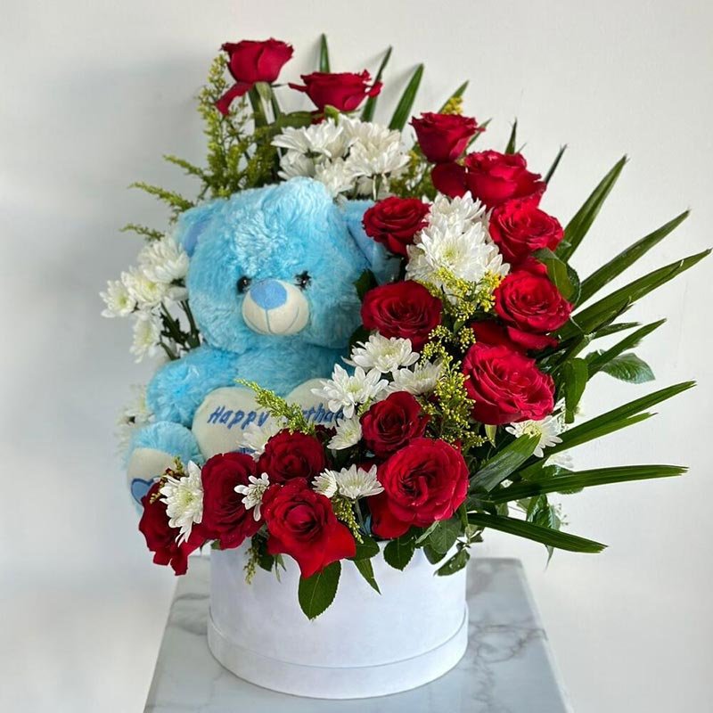Teddy-And-Flower-Arrangement Teddy-And-Flower-Arrangement