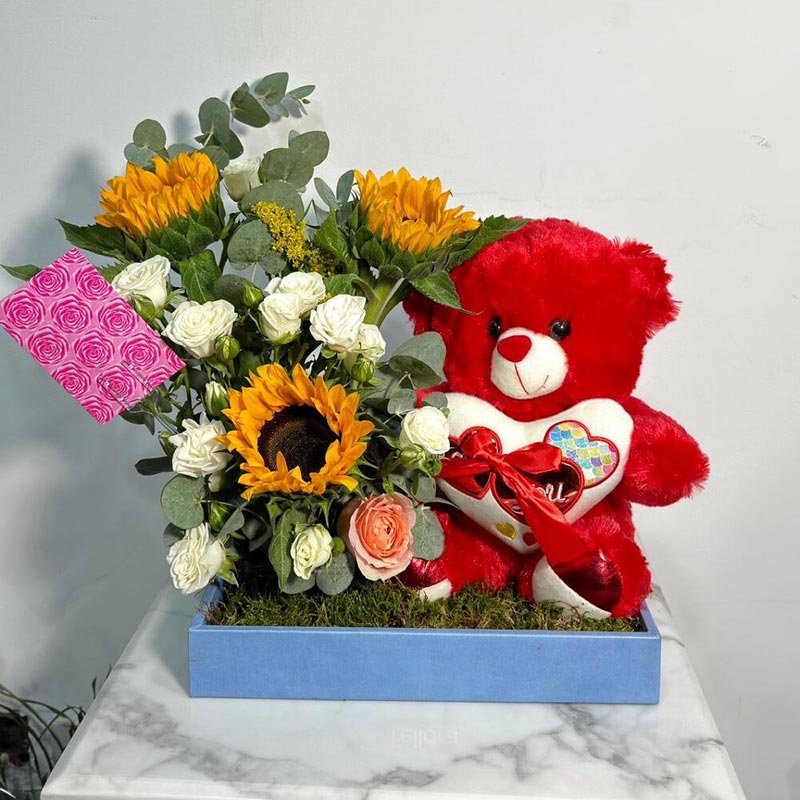 Teddy-Bear-And-Sunflower-Arrangements Teddy-Bear-And-Sunflower-Arrangements