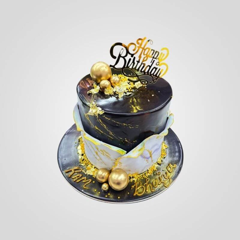 Black and Gold Marble Cake (2) Black and Gold Marble Cake